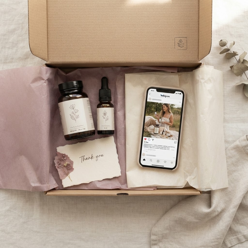Unboxing a curated affiliate product package